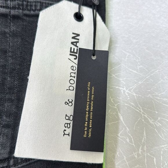 rag & bone Mazie High Waist Striped Skinny Jean in Black & Lime 30 - Picture 4 of 7